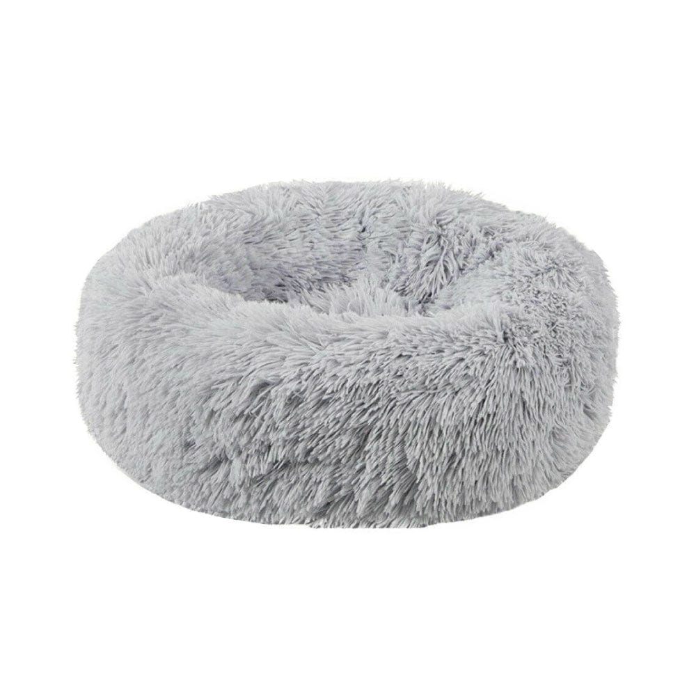 Plush Donut Faux Fur Calming Pet Nest Grey L - 01