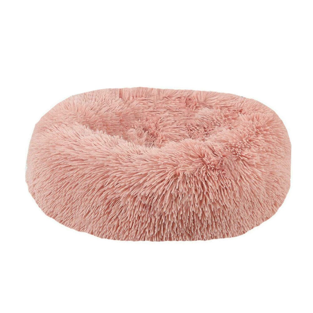 Plush Donut Faux Fur Calming Pet Nest Salmon Pink M - 01