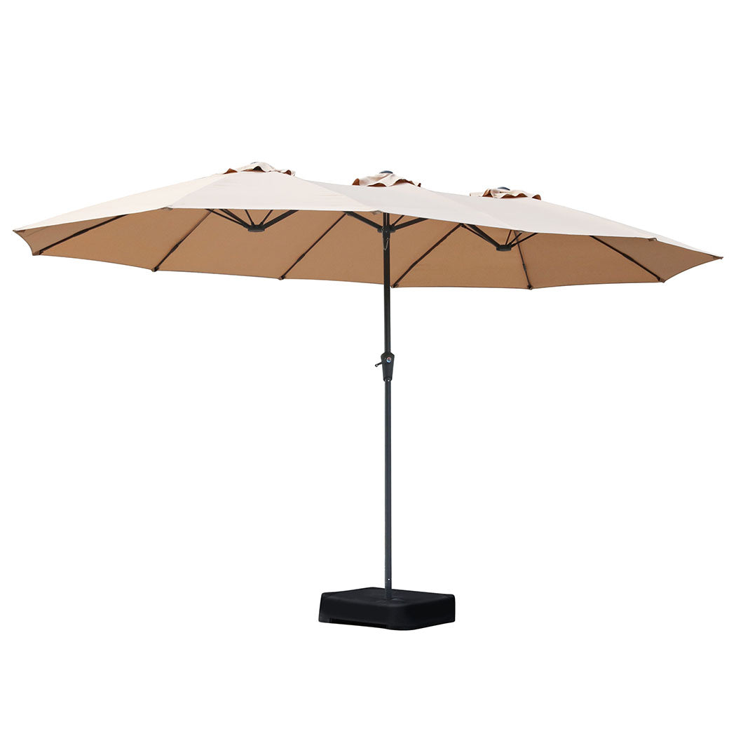Centra 4.5M Double-sided Patio Umbrella Outdoor Umbrella Base Stand Khaki-2018816843380297728
