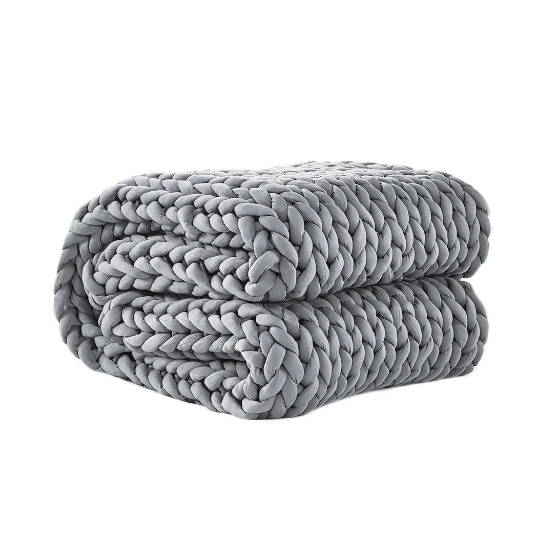Dreamz Knitted Weighted Blanket Chunky Grey Kids-1954802943781900288