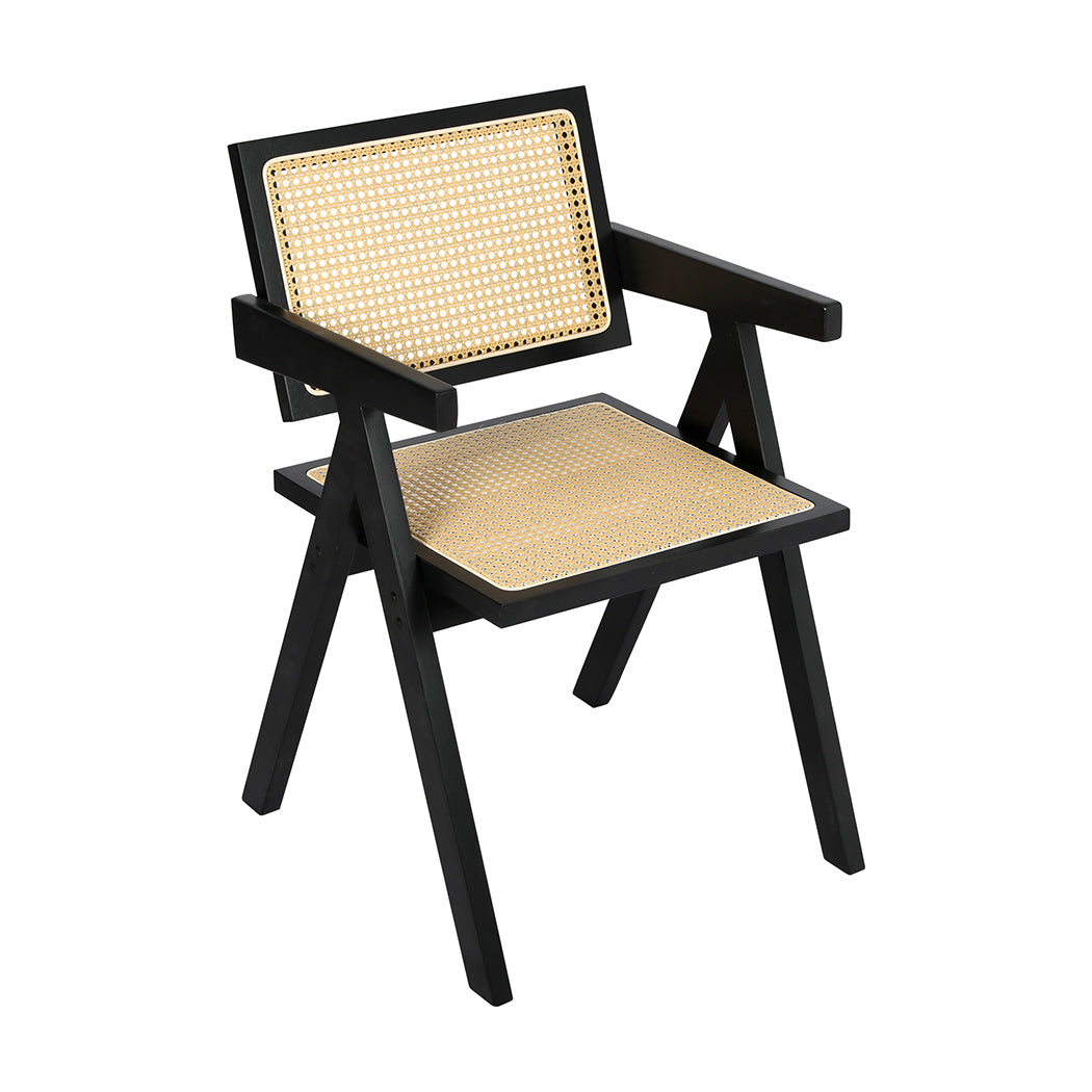 Levede 1x Black Wicker Armchair Dining Chair-2018816874145517568