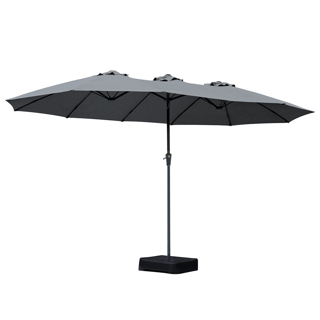 Centra 4.5M Double-sided Patio Umbrella Outdoor Umbrella Base Stand Grey-2018816843556458496