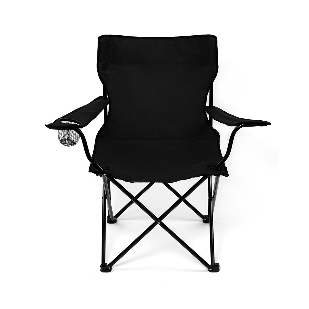 Levede 2Pcs Camping Chairs Folding Arm Black-2006733106425499649