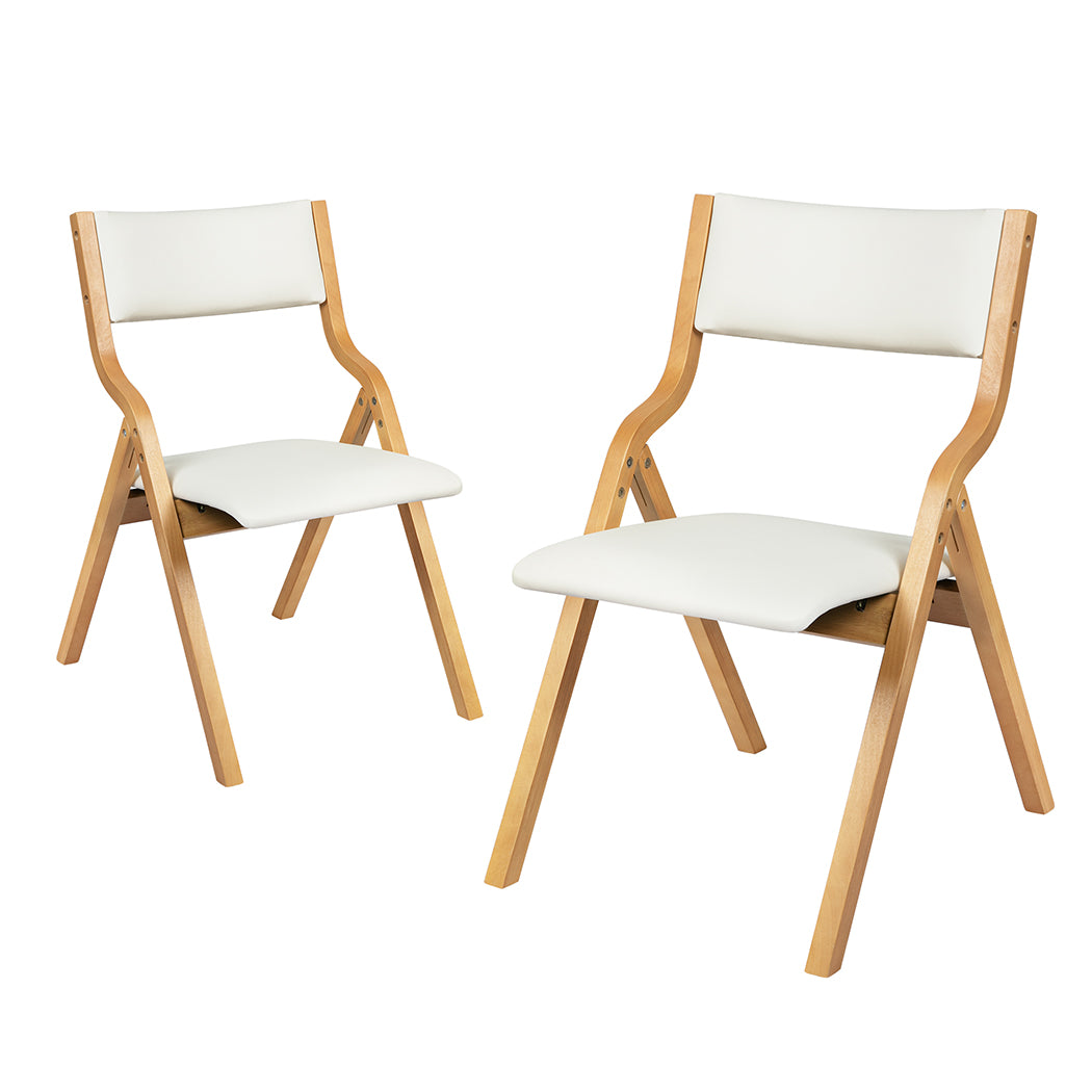 Levede 2x Dining Chairs Foldable PU Beige-2006733273778229249