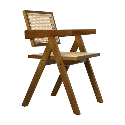 Levede 2x Walnut Wicker Armchair Dining Chair-1966287372182228993