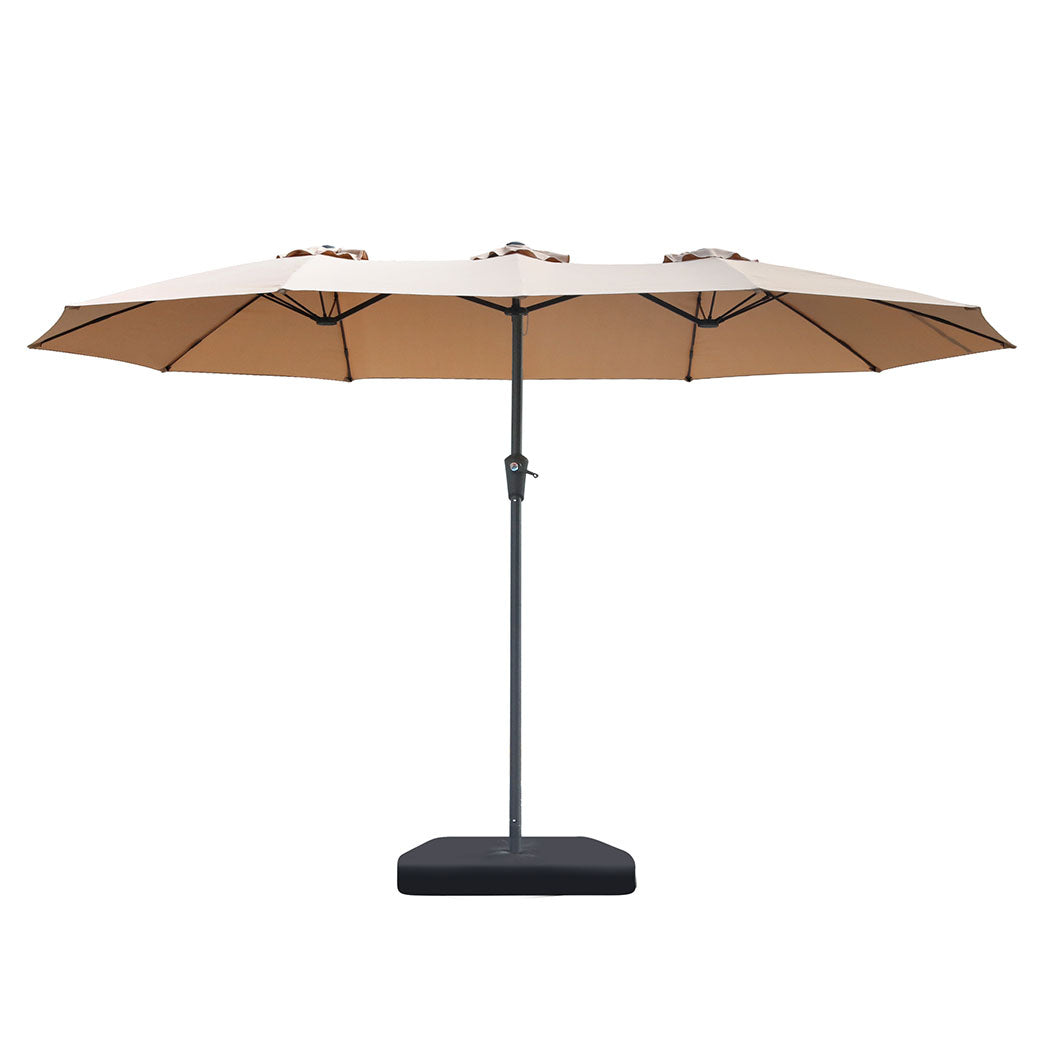 Centra 4.5M Double-sided Patio Umbrella Outdoor Umbrella Base Stand Khaki-2018816843380297729