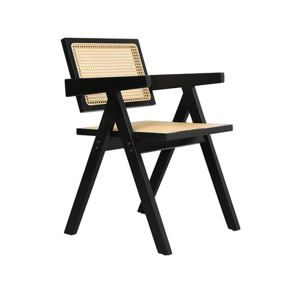 Levede 2x Black Wicker Armchair Dining Chair-1966287371402088449
