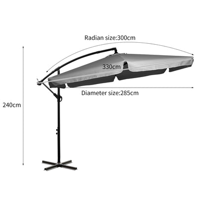 Mountview 3M Cantilever Umbrella Outdoor Grey Without Base-1954802877381873666