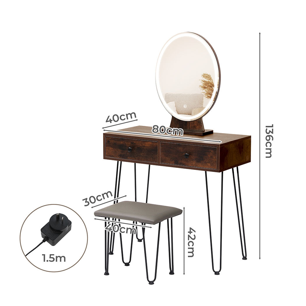 Levede Dressing Table LED Light Strip Brown-2018816844785389570