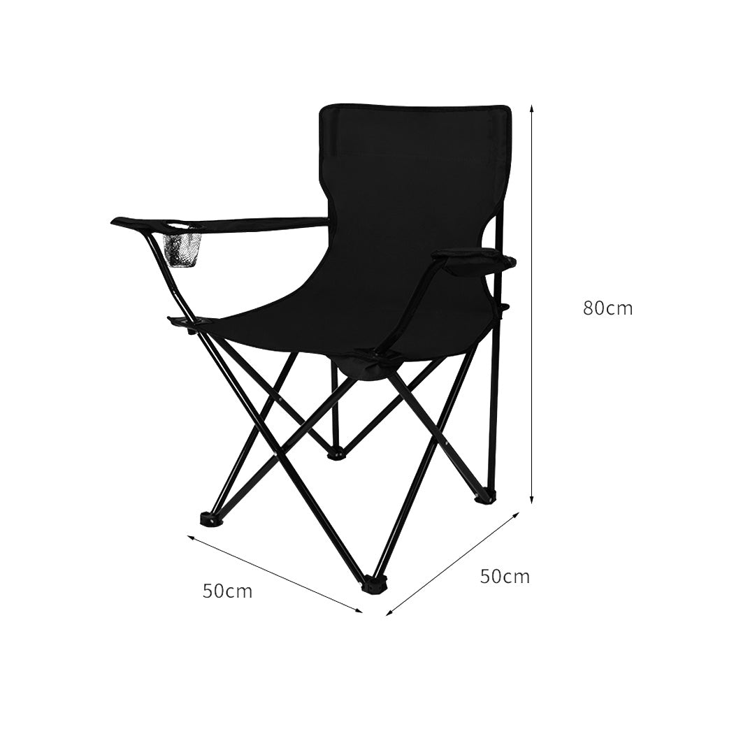Levede Camping Chairs Folding Arm Foldable Black-2006733106232561666