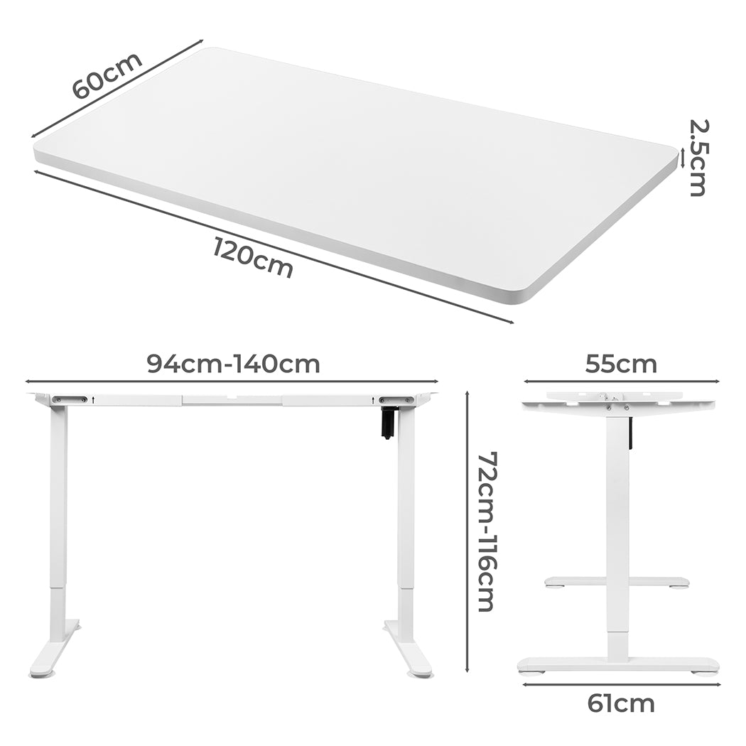 Levede Motorised Standing Desk Height 120cm White 800x 1.5MM-2018816927849385986