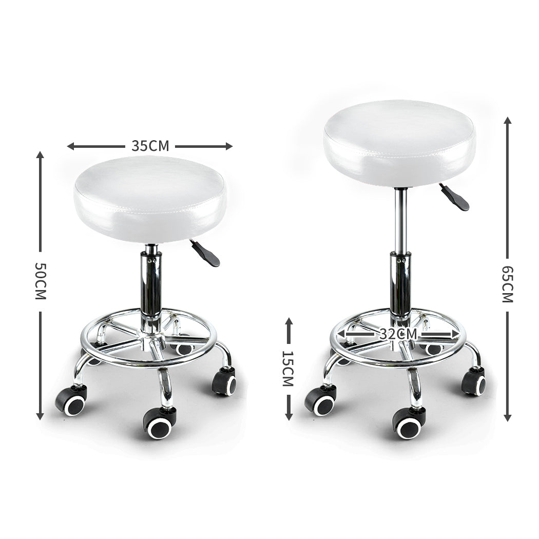 Levede Salon Stool Swivel Hairdressing White-2018816716682956802