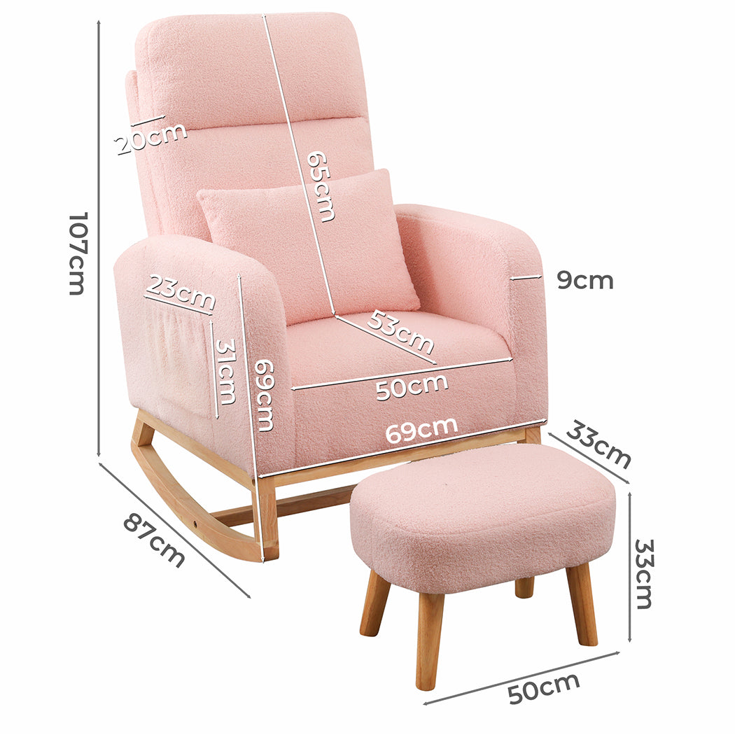 Levede Rocking Chair Ottoman Footrest With Side Pocket-2006732687682965506
