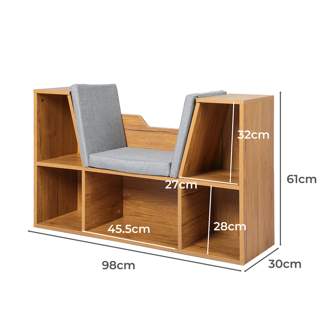 Levede Kids Bookcase Toys Box Shelf Brown-2018816836392587266
