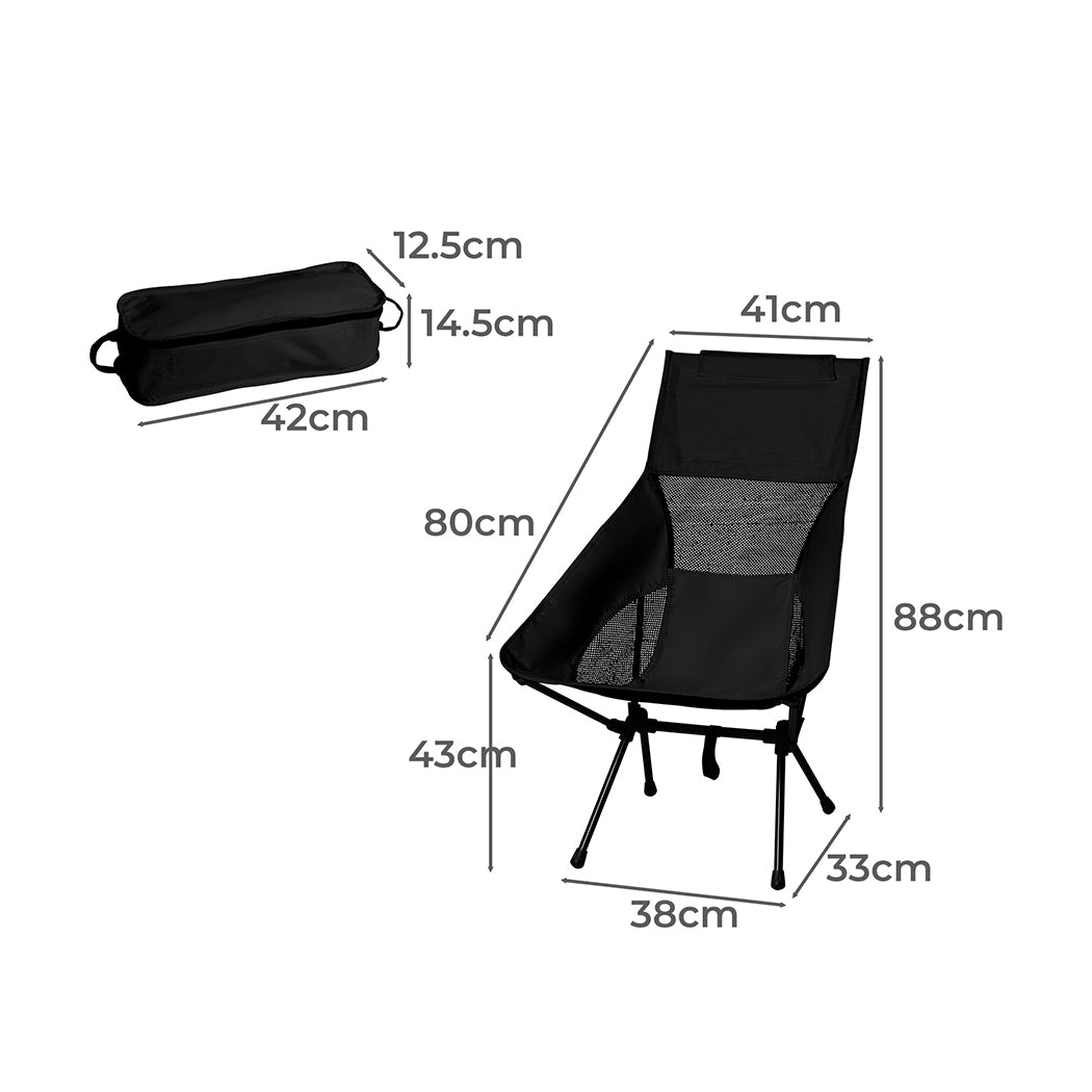 Levede Camping Chair Folding Outdoor Large Black-2018816670809853954
