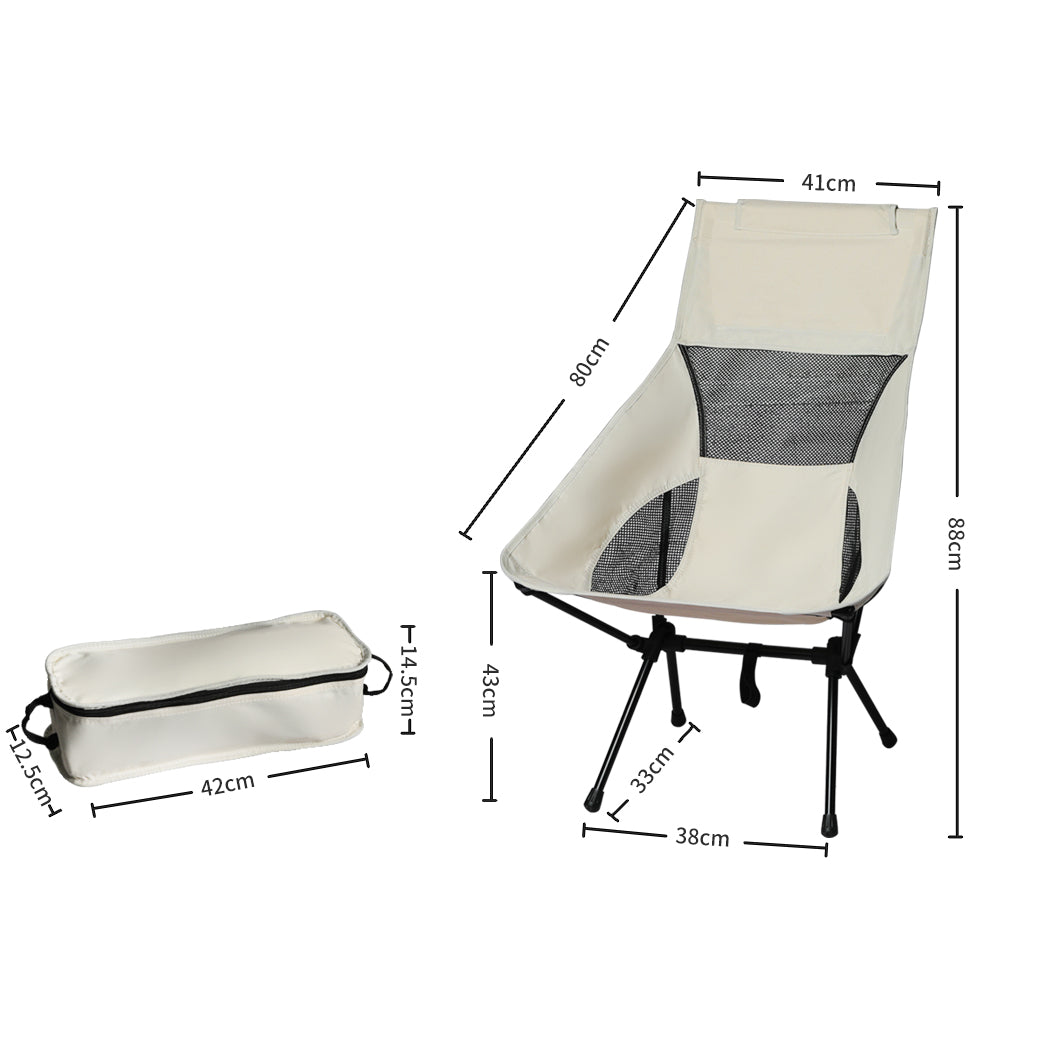 Levede Camping Chair Folding Outdoor Large Beige-2018816679940853762