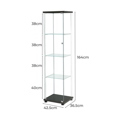 Stacked Display Storage Cabinet Glass Black-1954803004075020290