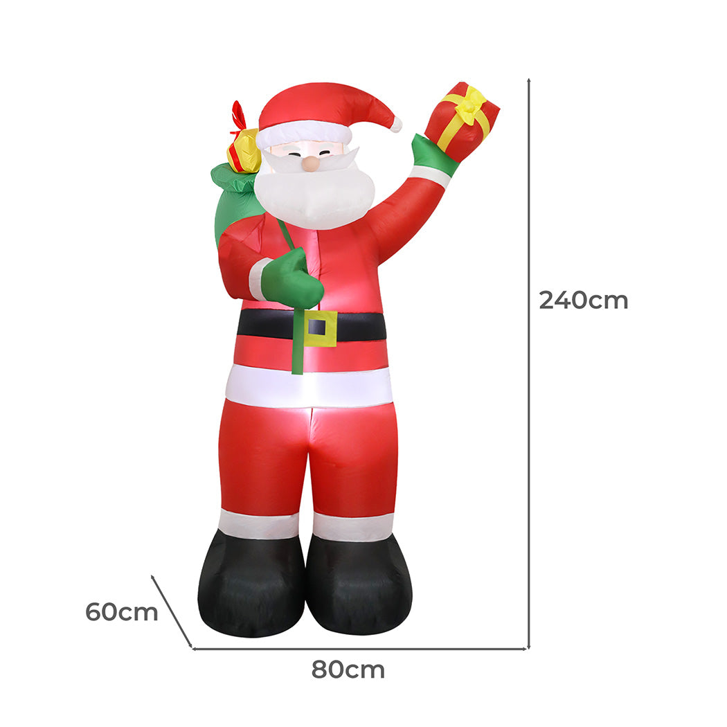 Santaco Inflatable 2.4M Santa Claus LED Christmas Decor-1952534169791893506