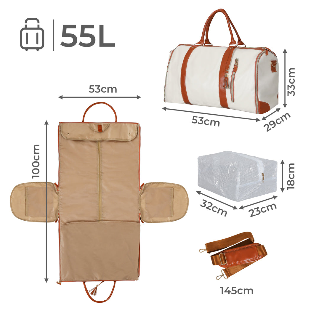 Slimbridge Garment Bags Hanging Suit Duffel Bag Beige-2006732902984978434