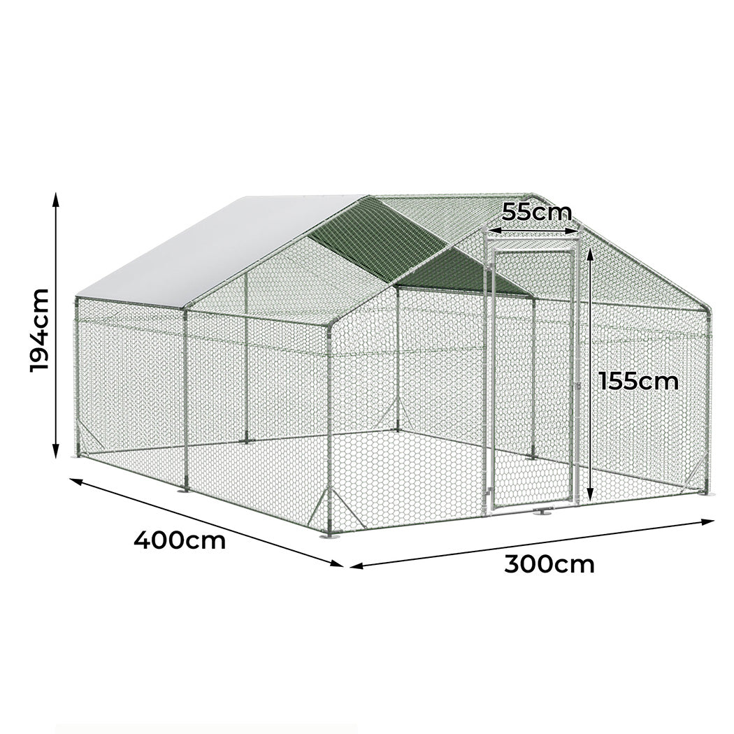 Pawz 400x300x194cm Large Metal Walk-in Chicken Coop Cage-2006732696079962114