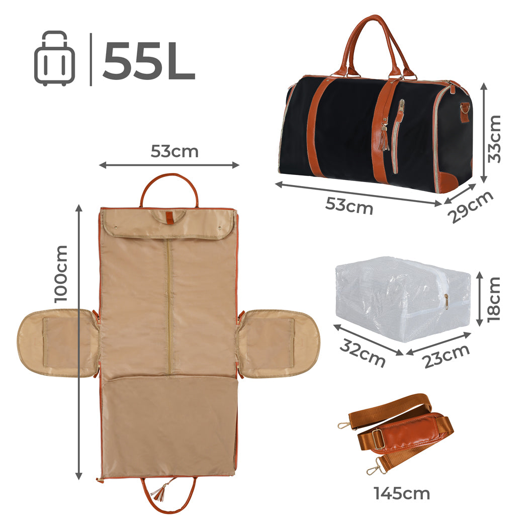 Slimbridge Garment Bags 2 in 1 Hanging Suit Bag Black-2018816731874725890
