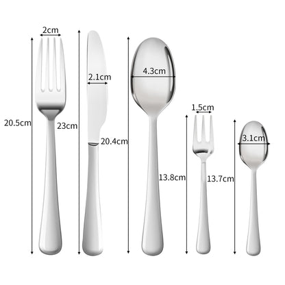 TOQUE Cutlery Set Stainless Steel 30PCS Silver-1954802794645032962