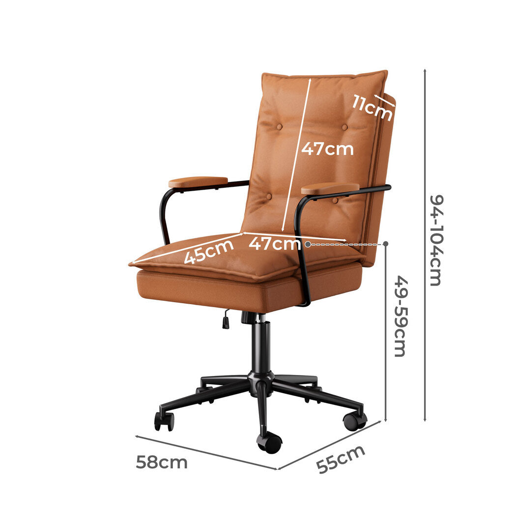 LEVEDE Ergonomic Office Chair Computer PU Brown-2006732703109615618