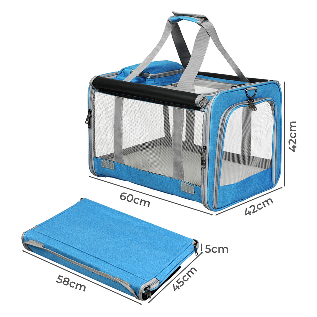 Pawz 3 in 1 Pet Soft Crate Dog Cat Carrier L Size Blue-2018816713046495234