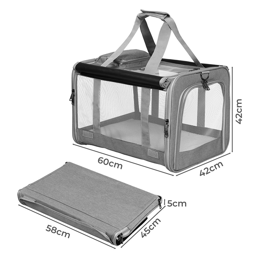 Pawz 3 in 1 Pet Soft Crate Dog Cat Carrier L Size Grey-2006732694511292418