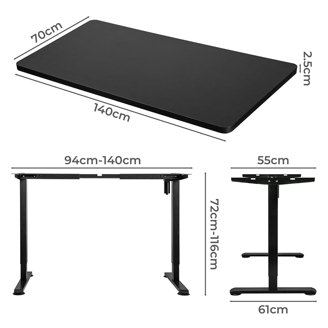 Levede Motorised Standing Desk Adjustable 140cm Black 1000x 1MM-2018816933855629314