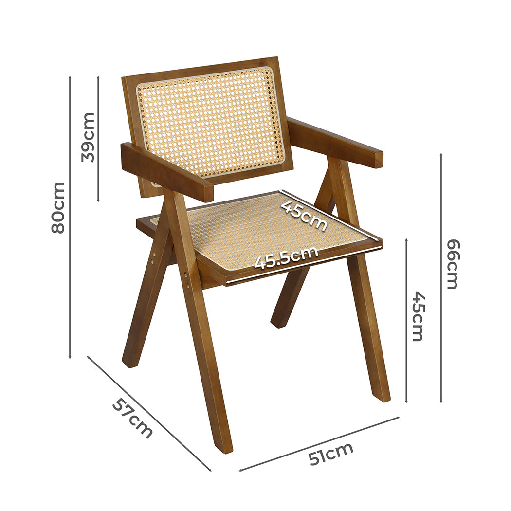 Levede 2x Walnut Wicker Armchair Dining Chair-1966287372182228994