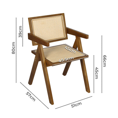 Levede 2x Walnut Wicker Armchair Dining Chair-1966287372182228994