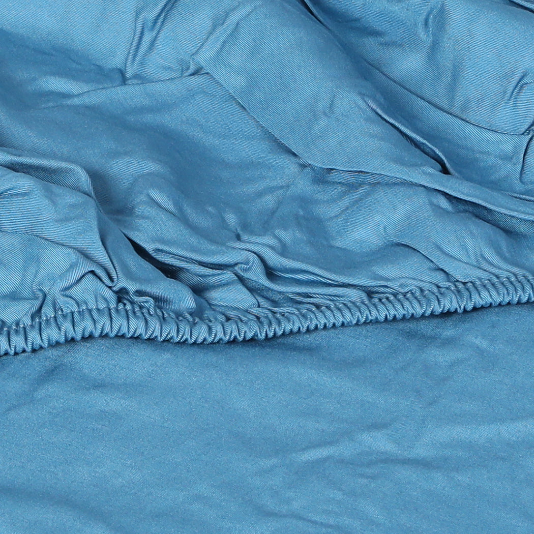 Dreamz 4pcs King Size 100% Bamboo Bed Sheet Set in Blue Colour-2006733220518957059