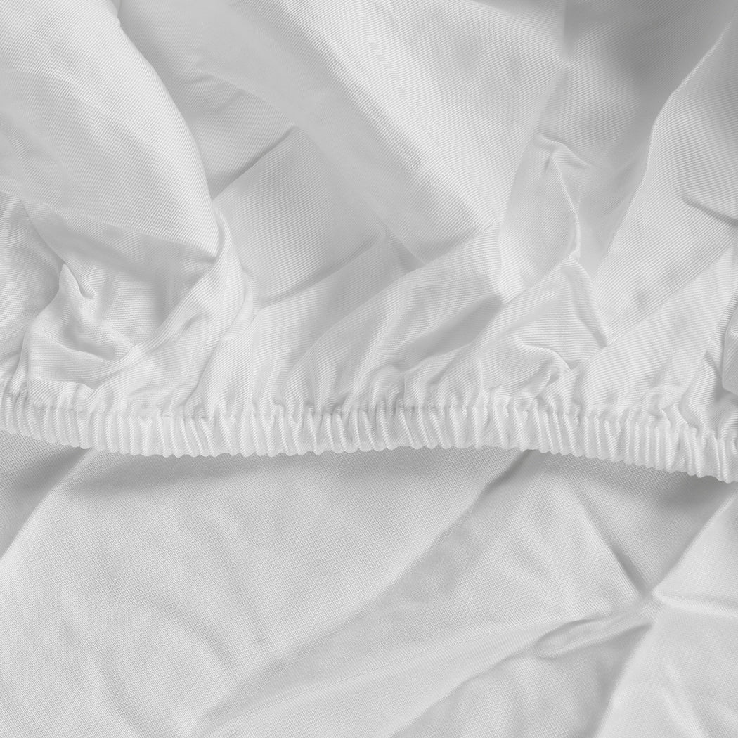 Dreamz 4pcs Double Size 100% Bamboo Bed Sheet Set in White Colour-1954802919341690883