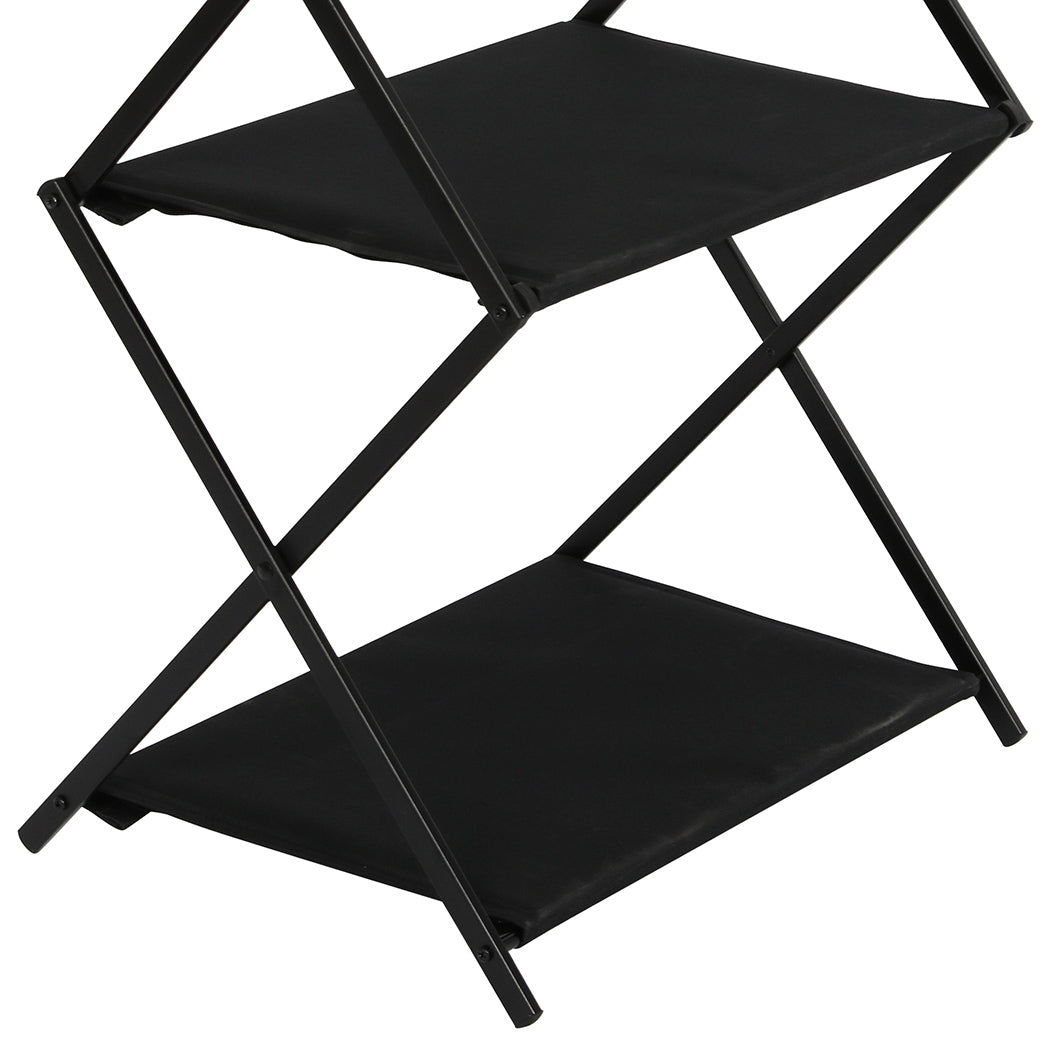 Levede Foldable Camping Storage Shelves 2 Layer with Hooks Black-1954802657151553539