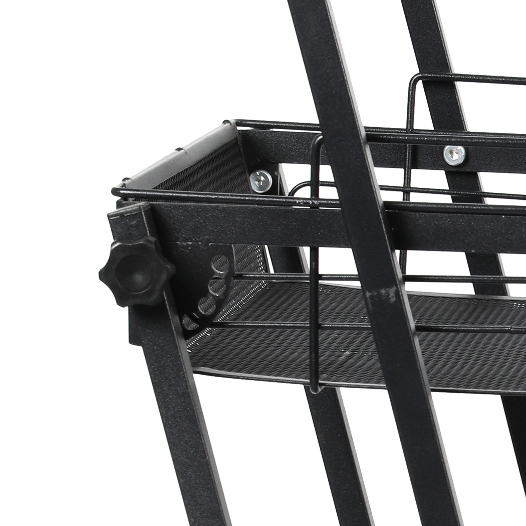 Levede 3 Tier Kitchen Trolley Cart Swivel Black Colour-1954802798449266692