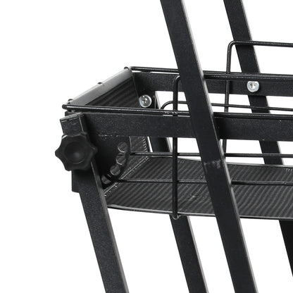 Levede 3 Tier Kitchen Trolley Cart Swivel Black Colour-1954802798449266692