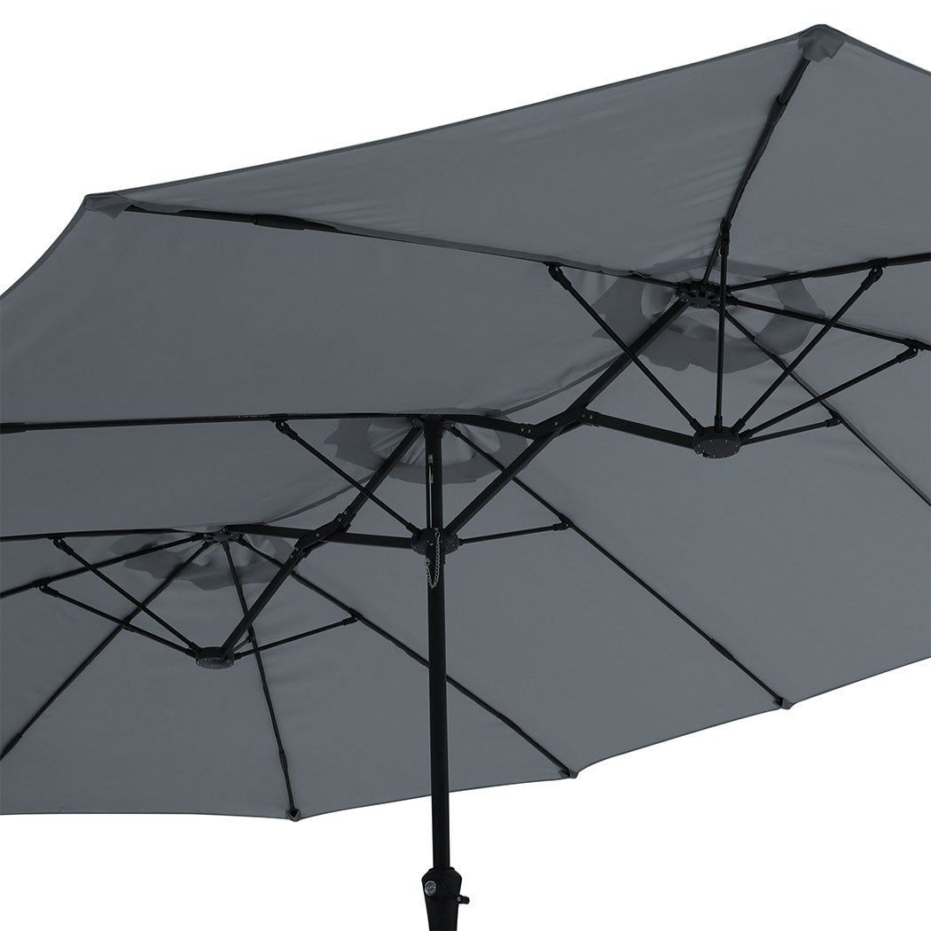 Centra 4.5M Double-sided Patio Umbrella Outdoor Umbrella Base Stand Grey-2018816843556458500