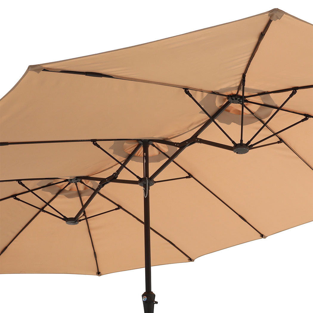 Centra 4.5M Double-sided Patio Umbrella Outdoor Umbrella Base Stand Khaki-2018816843380297732