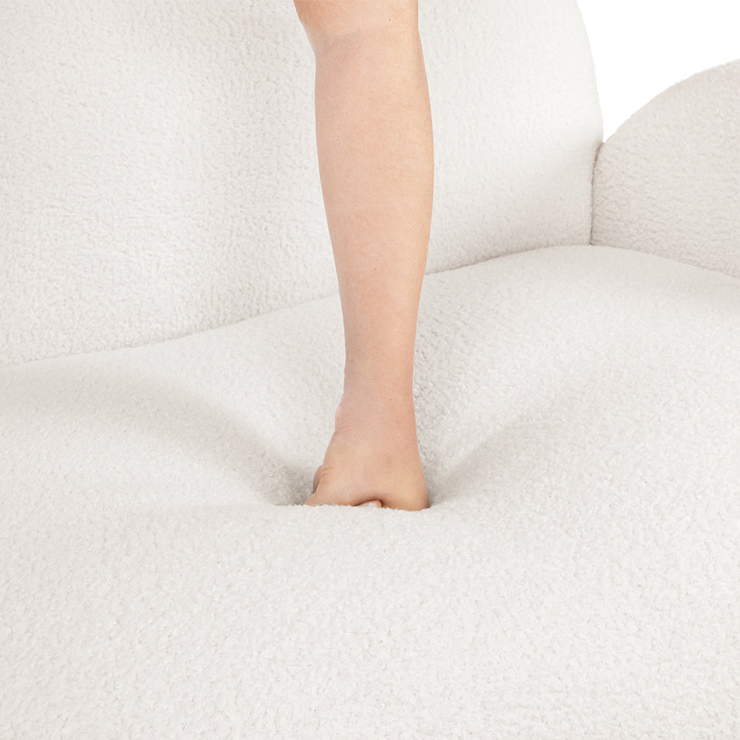 Levede Cloud Sofa 3 Seater Sherpa Fleece White-2006732843321004037