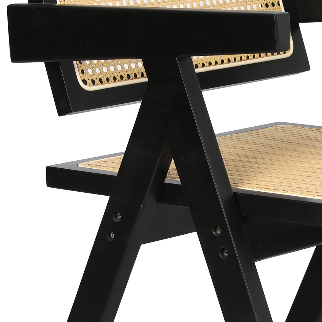 Levede 1x Black Wicker Armchair Dining Chair-2018816874145517573