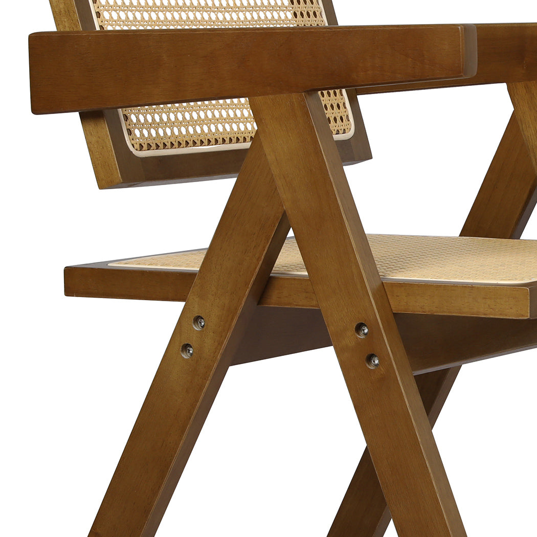 Levede 2x Walnut Wicker Armchair Dining Chair-1966287372182228997