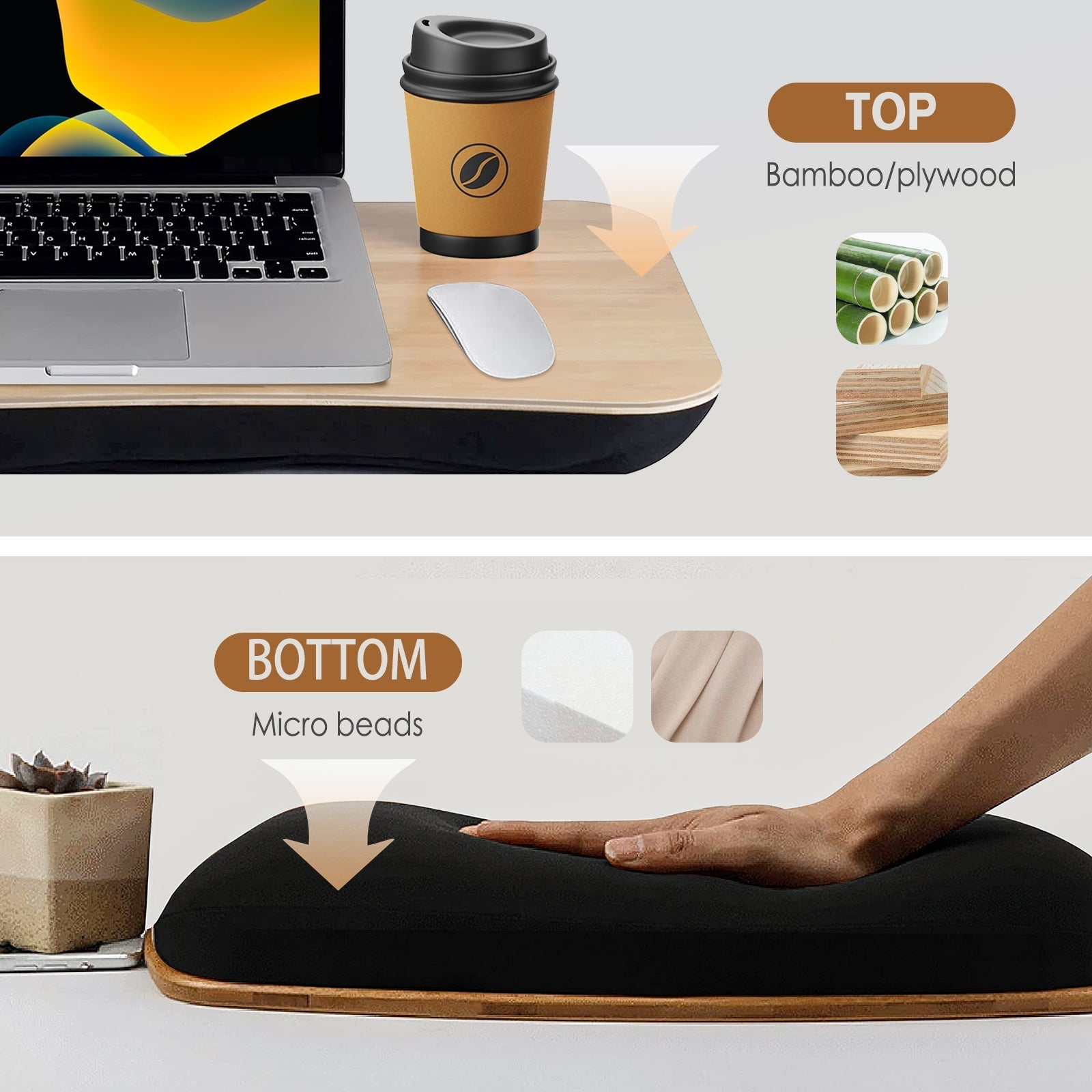 Portable Bamboo Laptop Pc Table Lap Tray Workstation - 08