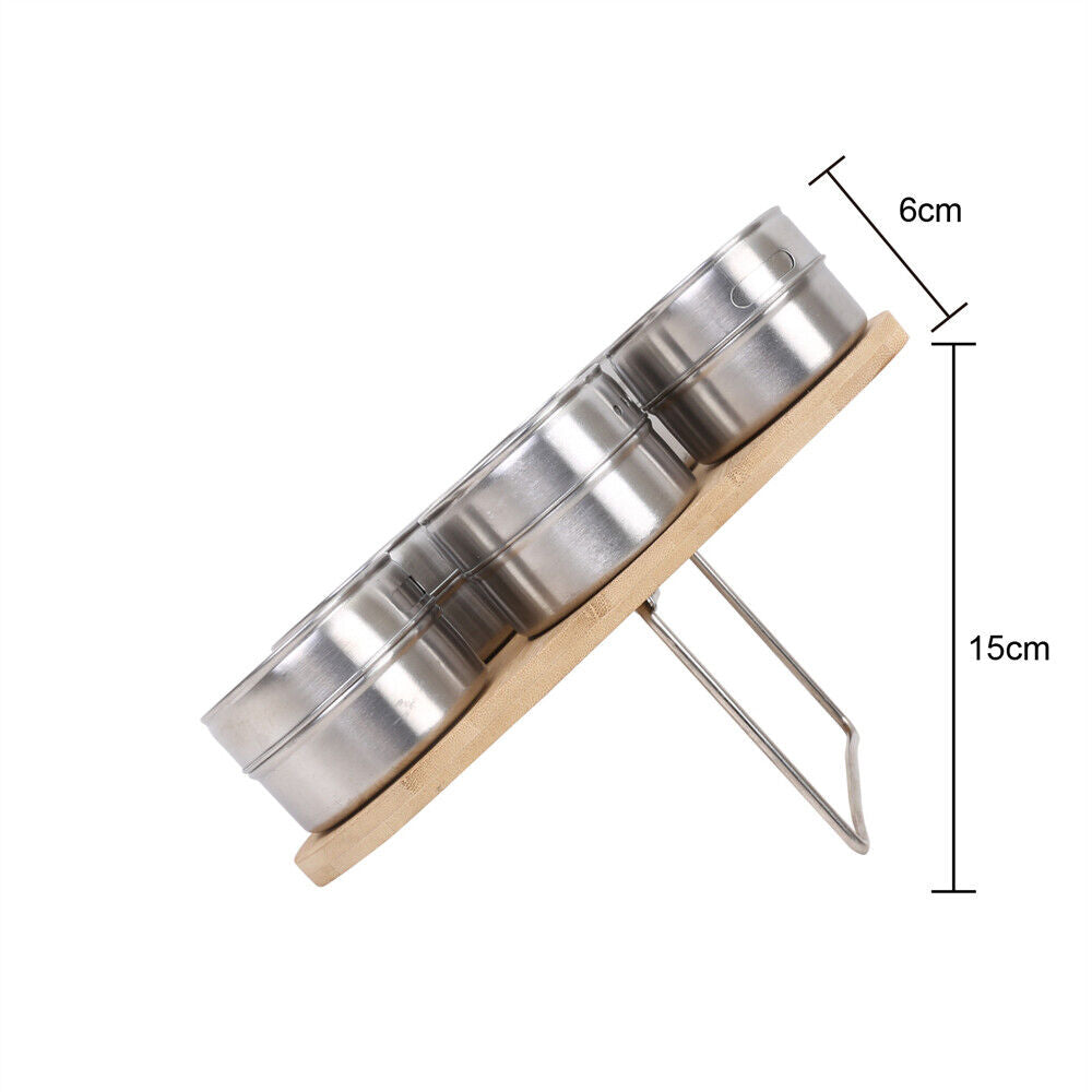 Magnetic Triangular Bamboo Spice Rack Jars For Kitchen Storage - 09