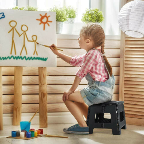 Stool Portable Plastic Foldable Chair Outdoor Bathroom Kitchen Adult Kids Black - 02